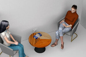 Two cameras record a psychotherapy session. The AI analyses the video sequences. (Image zvg)