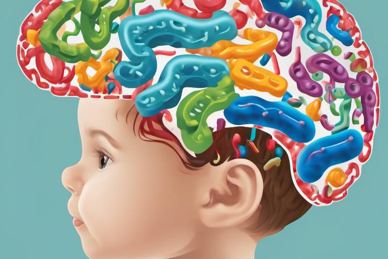 illustration of a child's brain and bacteria