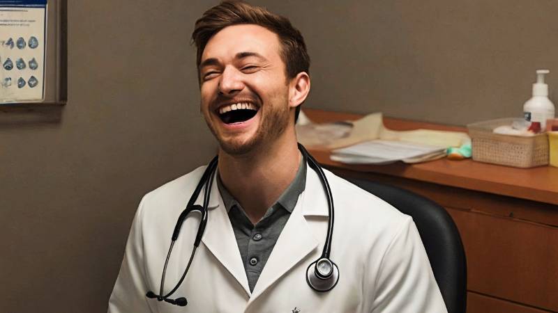 medical doctor laughing