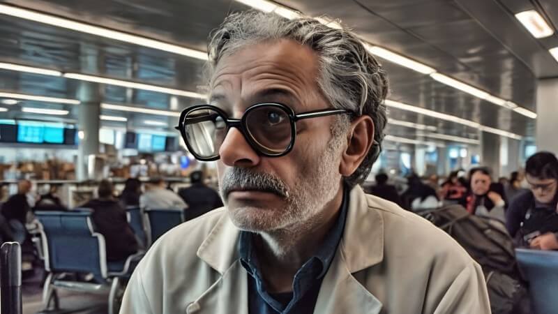 Scientist at the airport