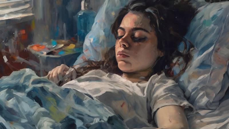 Painting of a young woman sleeping