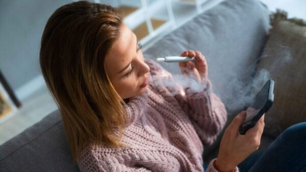 A woman vaping