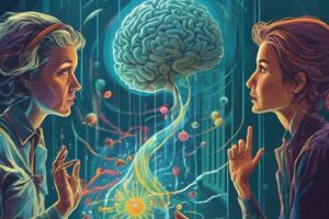illustration of two women and a brain