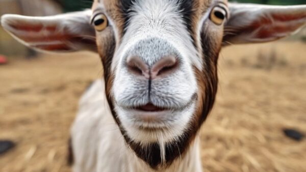 an inquisitive goat