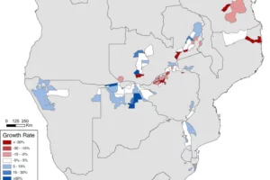 Map of elephant population growth rates across southern Africa. Figure reproduced from Huang et al. 2024 (DOI: 10.1126/sciadv.adk2896)