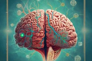 Illustration of a brain with memories being encoded