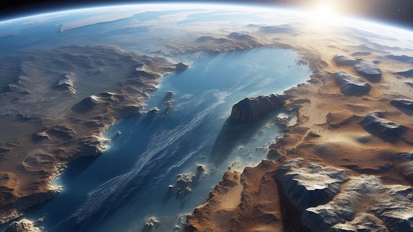 Early earth, with a lake