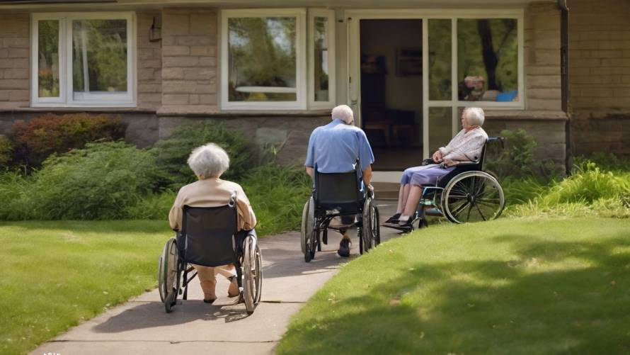 Elderly in wheelchairs