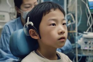 child with a cochlear implant