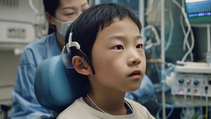 child with a cochlear implant