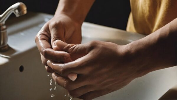 man's hands in a sink as he washes them