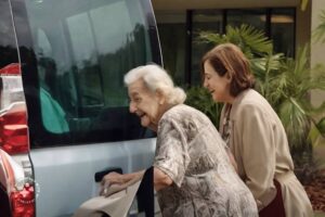 older patient arrives at clinic