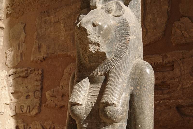 Sekhmet goddess of medicine with protective snake on forehead