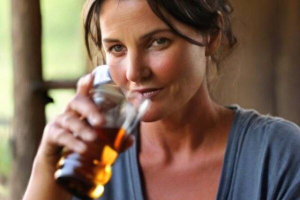 woman drinking beer