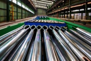 steel pipes in a warehouse