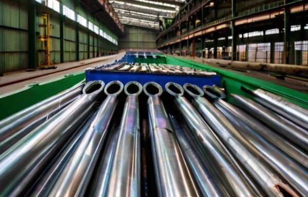 steel pipes in a warehouse