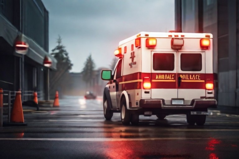 ambulance arriving at an emergency room