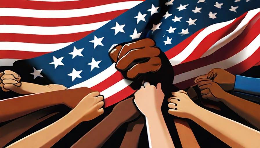 An illustration showing the American flag being embraced by diverse hands, symbolizing the public's united stance against threats to democracy.