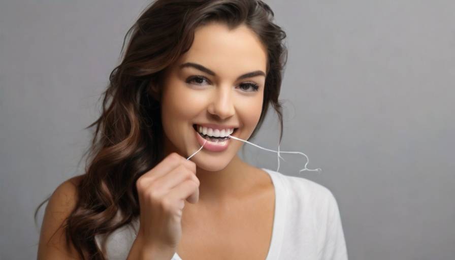 an attractive woman flossing her teeth