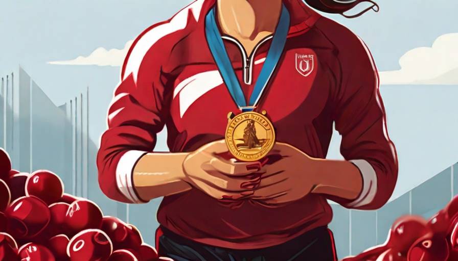 an illustration showing a runner holding a handful of cranberries, with a medal around their neck