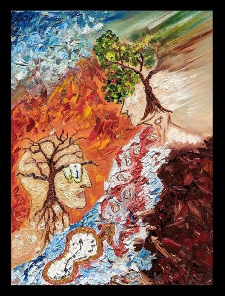 This is a painting representing Alzheimer's transmissibility as reported in this Stem Cell Reports study.