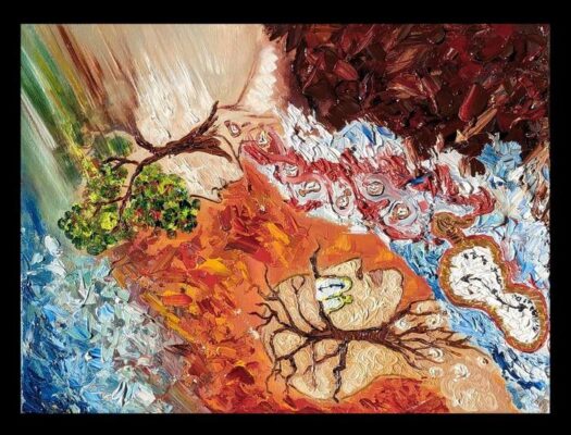 This is a painting representing Alzheimer's transmissibility as reported in this Stem Cell Reports study.