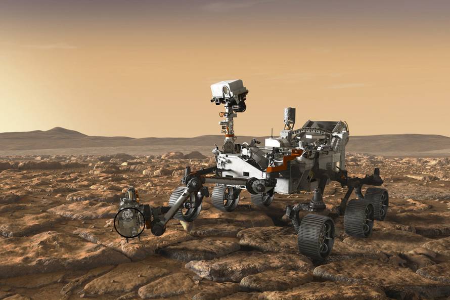 MIT geologists determined the original orientation of many of the bedrock samples collected on Mars by the Perseverance rover, depicted in this image rendering. The findings can give scientists clues to the conditions in which the rocks originally formed. Credits:Image: NASA/JPL-Caltech