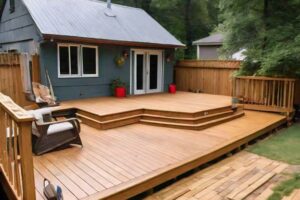 a backyard deck made of composite material