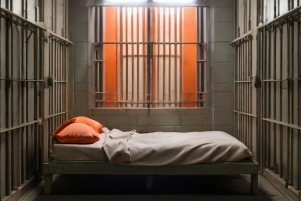 Prison cot near an orange window