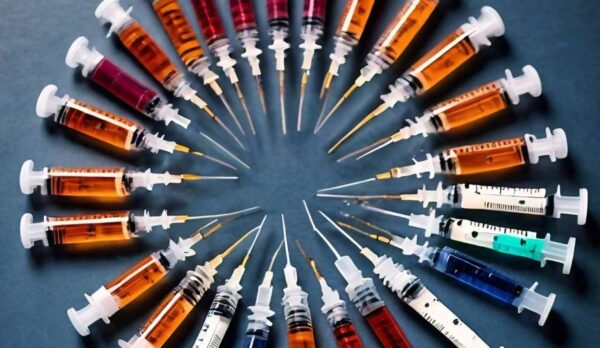 a circle of syringes