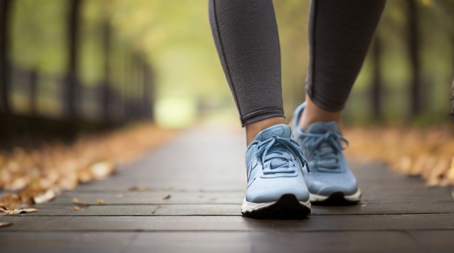 woman's feet on a walk