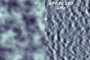 Comparison between CMB data resolution collected by Planck and SPT-3G