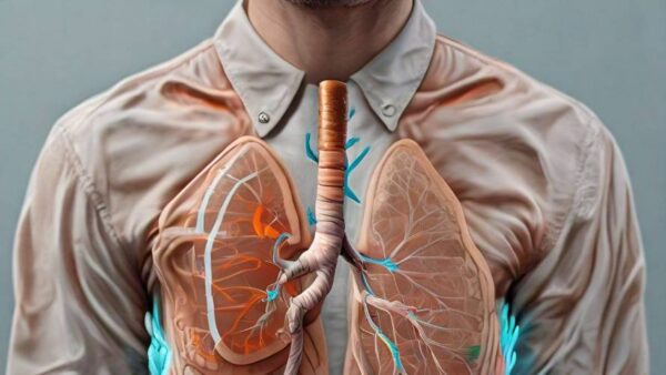 human lungs infected by bacteria