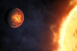 Volcanic exoplanet illustration.