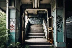 crumbling subway entrance