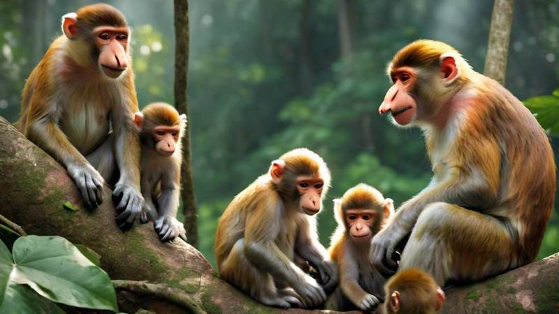 Probiscus monkey family