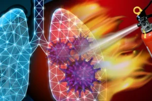 An illustration of ferroptosis in the lungs of COVID-19 patients