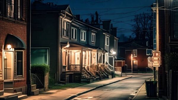 a neighborhood after midnight