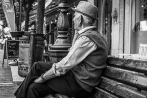 Lonely man on a bench