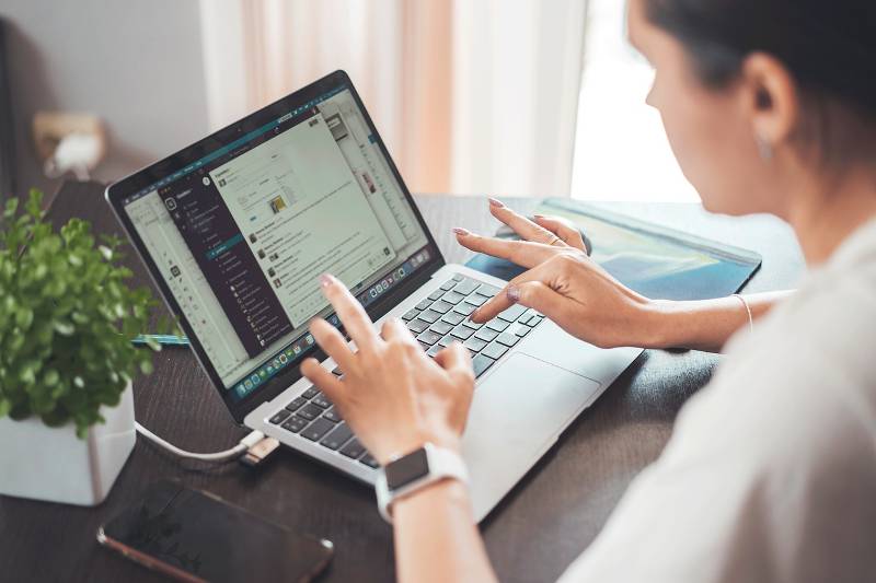 woman working from home