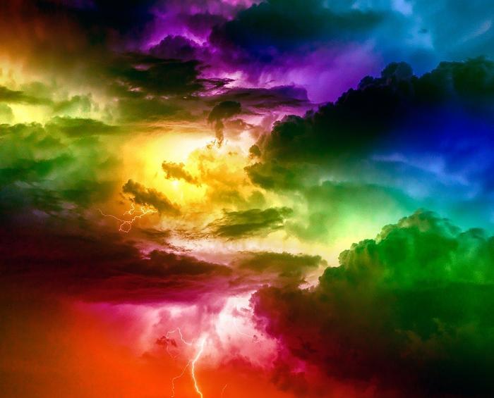 trippy looking multi color sky