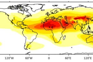 Map showing dust concentration across the globe