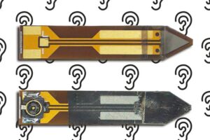 Pictured are the two sides of a prototype for the implantable microphone. Credits:Image: Courtesy of the researchers; iStock