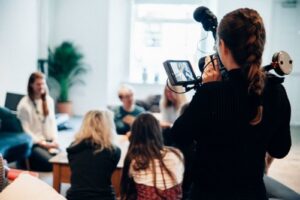 A student journalist with a camera