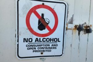 "No Alcohol" sign on a door