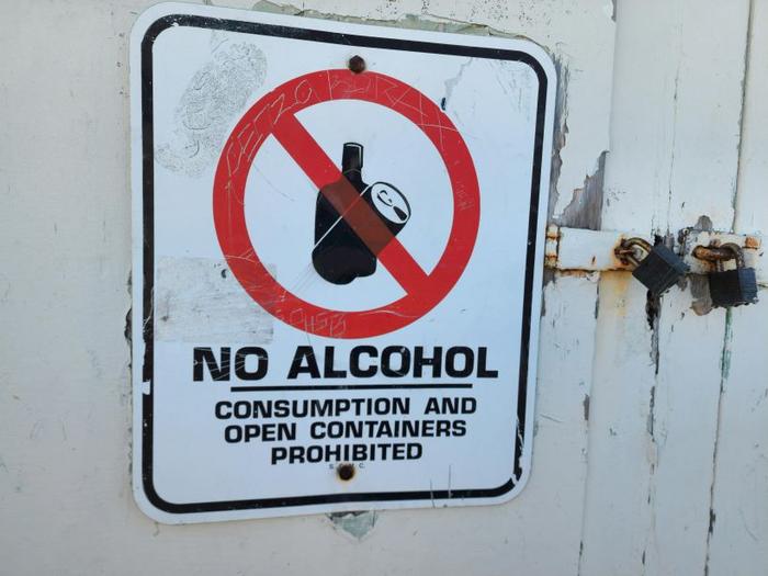 "No Alcohol" sign on a door