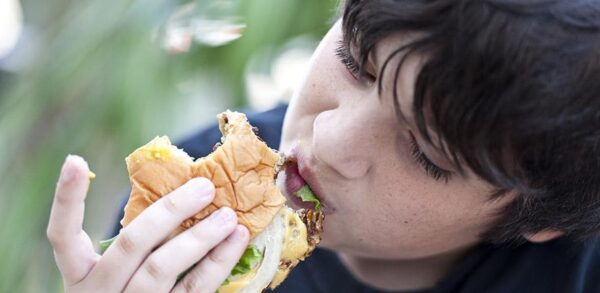 child eating a sandwich