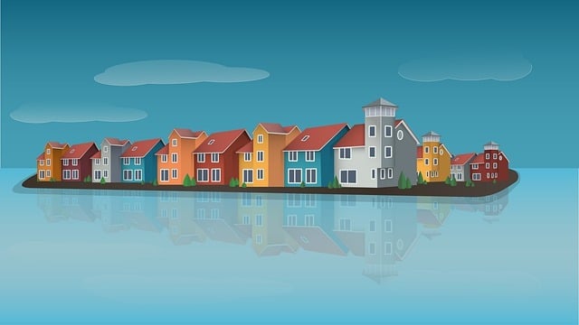 Wealthy neighborhood floating in water