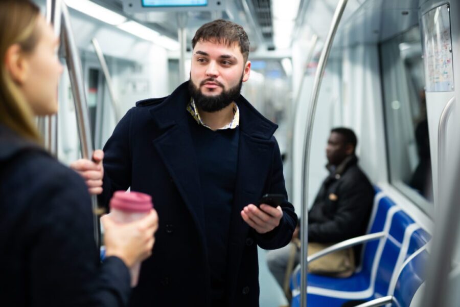 man and woman on subway