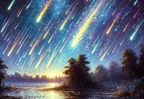 Shooting stars in a painting